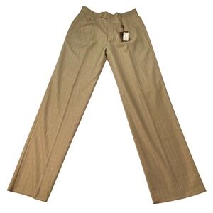 Giorgio Fiorelli Mens Tan Plaid Pleated Wide Leg Dress Pants 62016 Size 34 NWT